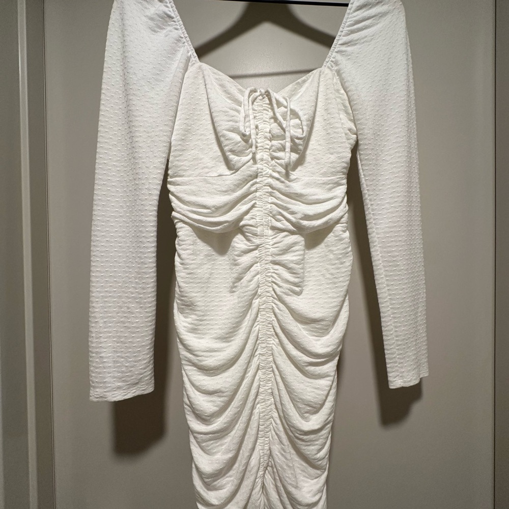 Ali & Jay White Ruched Dress